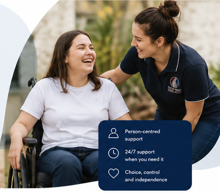 Support worker smiling with participant
